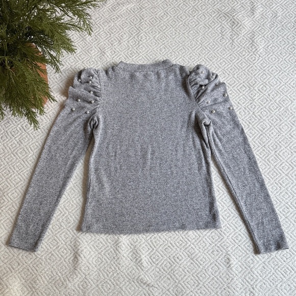 Zara Gray Puff Sleeve Blouse Size S - Picture 7 of 8